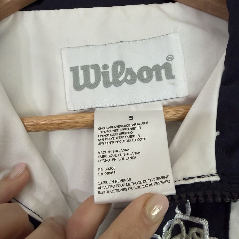 Vintage Wilson Windbreaker Jacket Womens Small Navy Embroidered Full Zip Retro - Picture 7 of 10